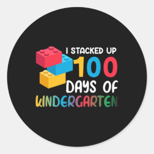 I Stacked Up 100 Days of Kindergarten Building Blo Classic Round Sticker