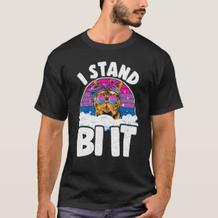 I Stand Bi It Rainbow Cat Bisexual Pride Flag Bi P T-Shirt