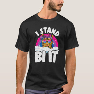 I Stand Bi It Rainbow Cat Bisexual Pride Flag Bi P T-Shirt