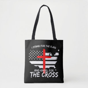 I Stand for the Flag and Kneel for the Cross Patri Tote Bag