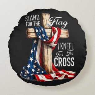 I Stand For The Flag And Kneel For The Cross Round Cushion