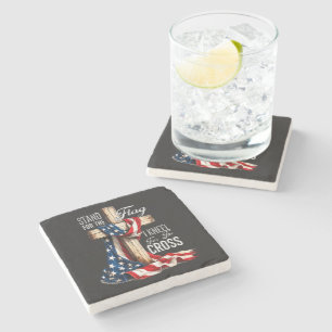 I Stand For The Flag And Kneel For The Cross Stone Coaster