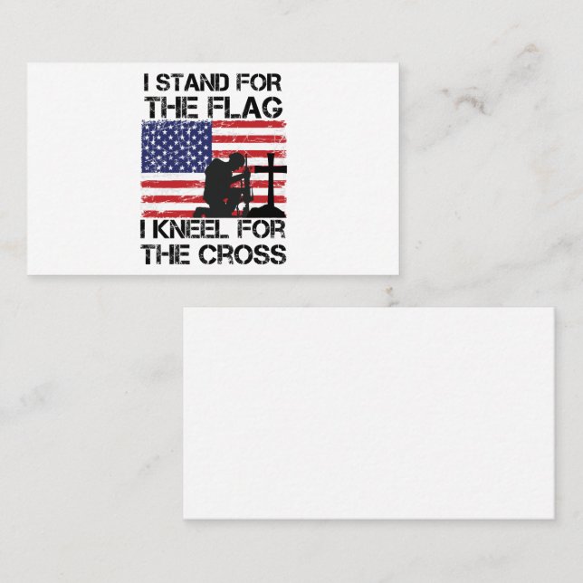 I Stand for The Flag Kneel for The Cross Flag USA Business Card (Front/Back)