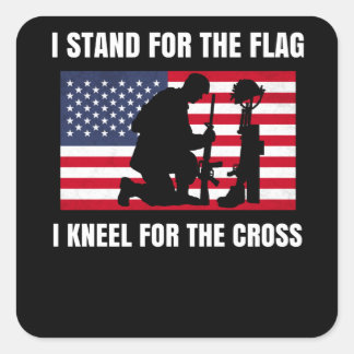 I Stand For The Flag Kneel For The Cross Square Sticker