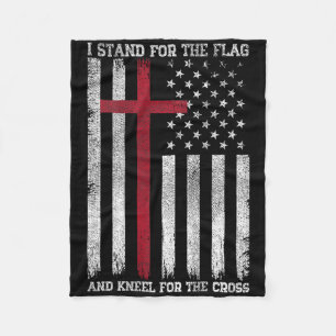 I Stand For The Flag Kneel For The Cross Usa Ameri Fleece Blanket