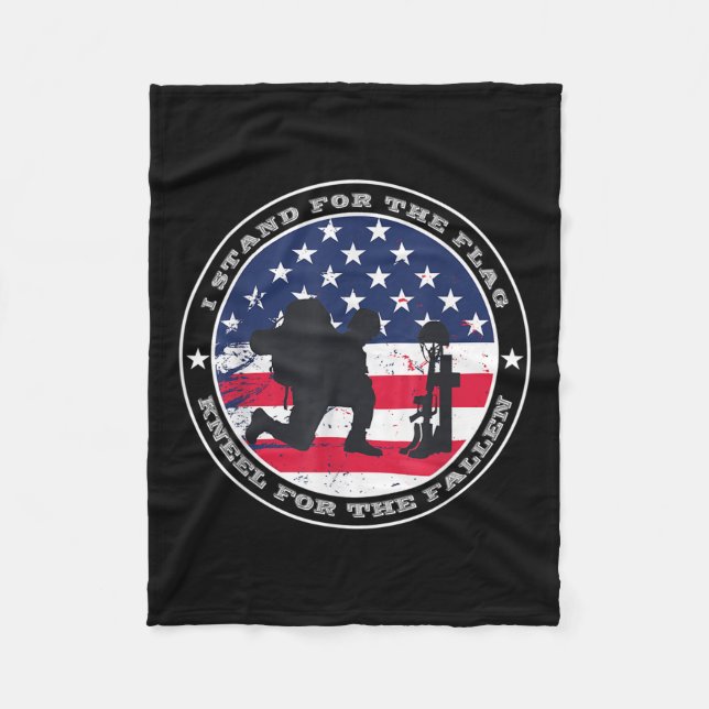 I Stand For The Flag Kneel For The Fallen Fleece Blanket (Front)