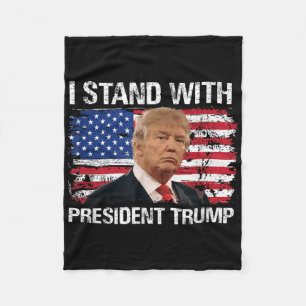 I Stand President Trump American Flag Trump 2024 M Fleece Blanket