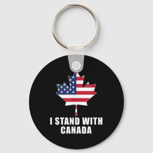 I Stand With Canada America Canadian Usa Flag T-sh Key Ring