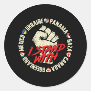 I Stand With Canada Greenland Mexico Panama Gaza U Classic Round Sticker