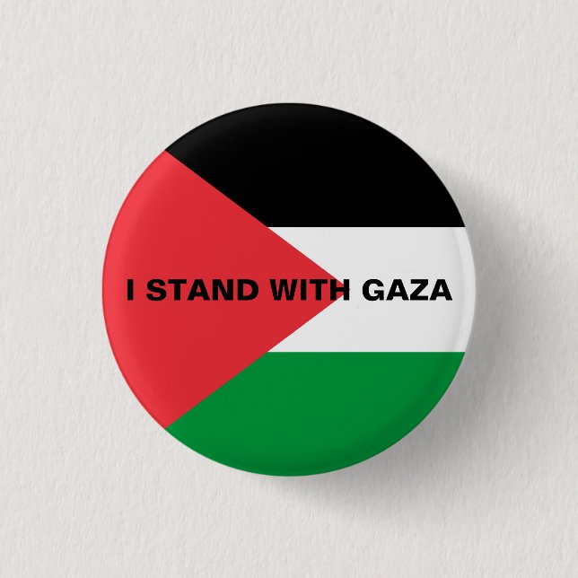I stand with Gaza custom black text Palestine flag 3 Cm Round Badge (Front)