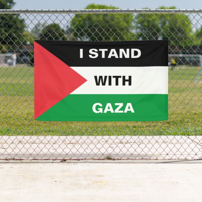 I stand with Gaza custom text Palestine flag Banner (Insitu)