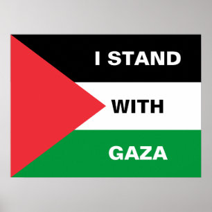 I stand with Gaza custom text Palestine flag Poster
