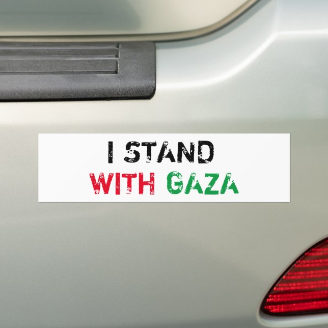 I stand with Gaza distressed grunge text Bumper Sticker (On Car)
