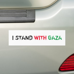 I stand with Gaza distressed grunge text white Bumper Sticker