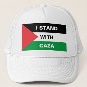I stand with Gaza text Palestine flag custom Trucker Hat