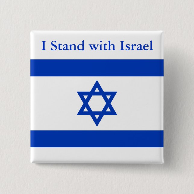 I Stand With Israel 15 Cm Square Badge (Front)