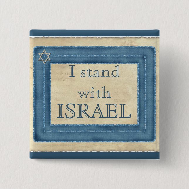 I Stand With Israel 15 Cm Square Badge (Front)