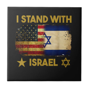 I Stand with Israel America Flag Ceramic Tile