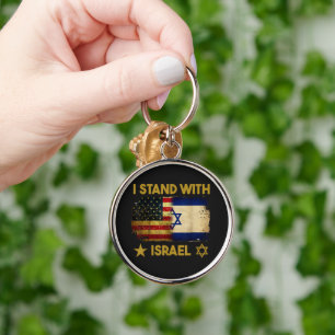I Stand with Israel America Flag Key Ring