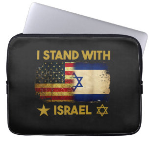 I Stand with Israel America Flag Laptop Sleeve