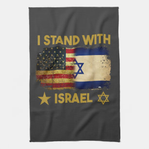 I Stand with Israel America Flag Tea Towel