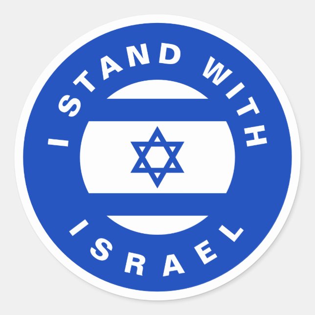I Stand with Israel blue white flag custom Classic Round Sticker (Front)