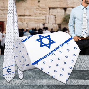 I Stand With Israel Blue White Star Of David Tie