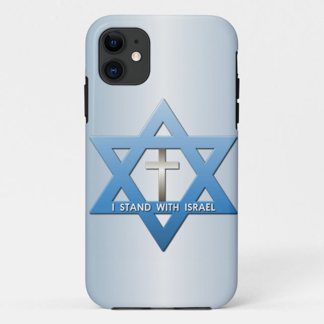 I Stand With Israel Christian Cross Star of David Case-Mate iPhone Case (Back)