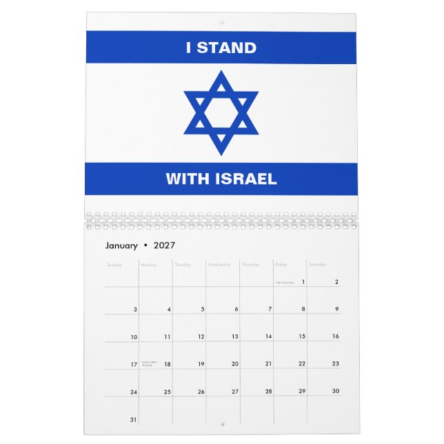 I stand with Israel custom text Israel flag Calendar (Jan 2027)