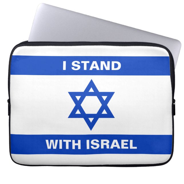 I stand with Israel custom text Israel flag Laptop Sleeve (Front)