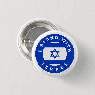 I Stand with Israel flag blue white typography 3 Cm Round Badge