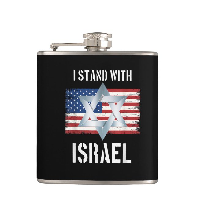 i stand with israel  hip flask (Front)
