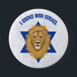 I Stand With Israel . Lion of Judah Star of David 7.5 Cm Round Badge<br><div class="desc">This stylish button shows your support for Israel! A digitally painted Lion of Judah is the focal point, over the background of the Star of David. Modern typography reads, "I Stand with Israel" in blue. A textured blue background adds a grunge look. *Artwork exclusively created by Tracey Khalei / Orabella...</div>