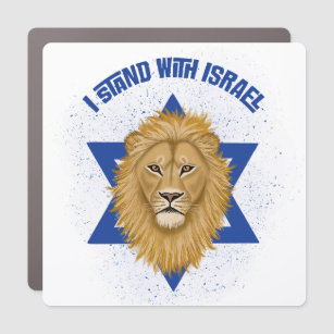 I Stand With Israel . Lion of Judah Star of David Car Magnet