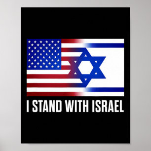 I Stand With Israel Patriotic T Shirt Usa And Isra Poster