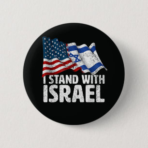 I Stand With Israel USA American Flag 6 Cm Round Badge