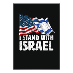 I Stand With Israel USA American Flag Photo Print