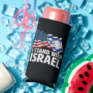 I Stand With Israel USA American Flag Seltzer Can Cooler