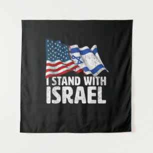 I Stand With Israel USA American Flag Tapestry