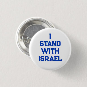 I stand with Israel white blue serif text modern 3 Cm Round Badge
