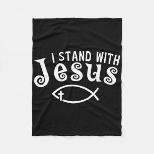 I Stand With Jesus Christian Testimony Faith Fish  Fleece Blanket