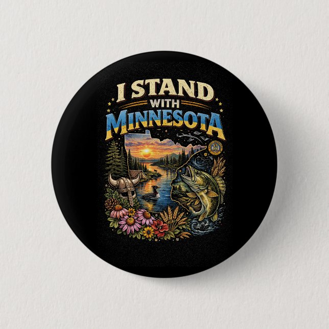 I Stand With Minnesota 6 Cm Round Badge (Front)