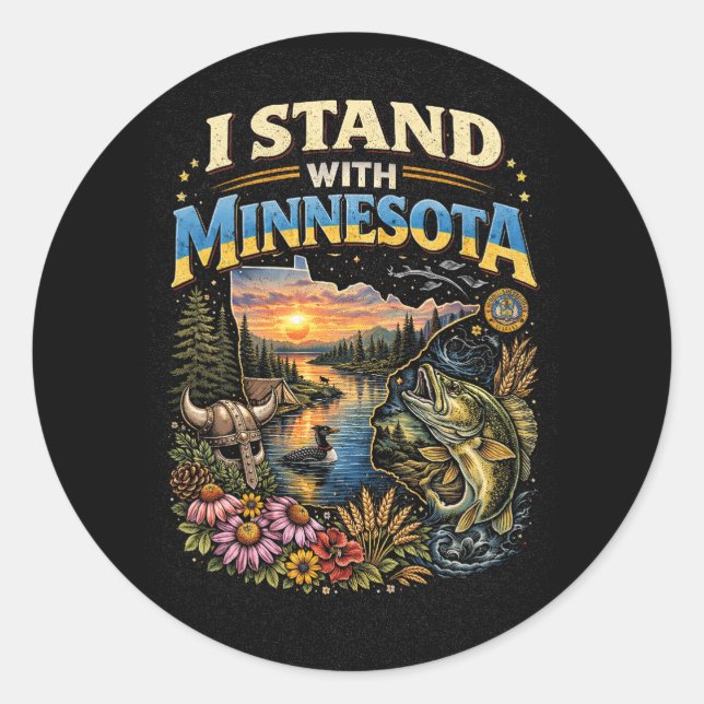 I Stand With Minnesota Classic Round Sticker (Front)