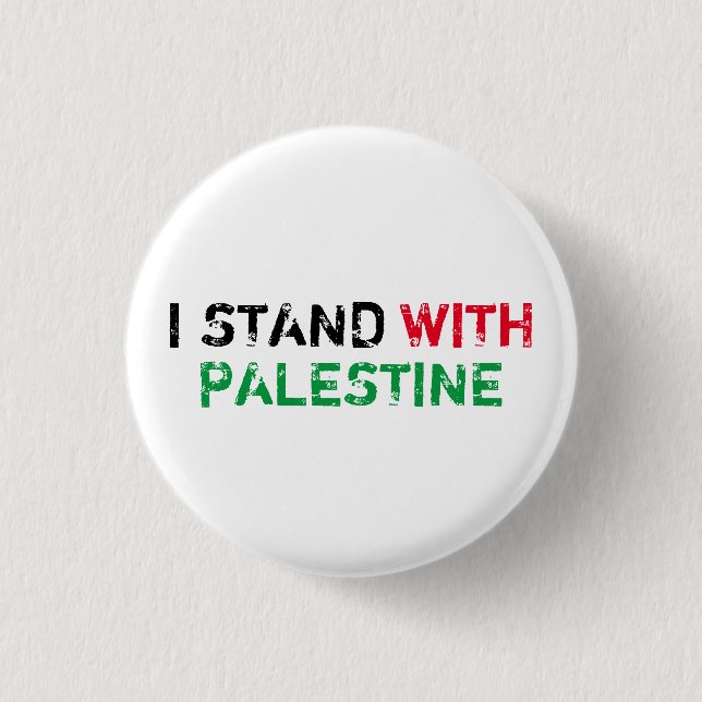 I stand with Palestine black red green typography  3 Cm Round Badge (Front)