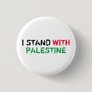 I stand with Palestine black red green typography  3 Cm Round Badge