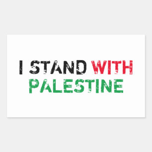 I stand with Palestine black red green typography Rectangular Sticker