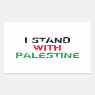 I stand with Palestine black red green white text Rectangular Sticker