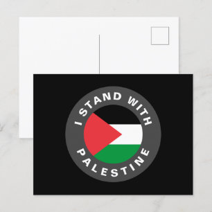 I Stand with Palestine custom text and flag black Postcard