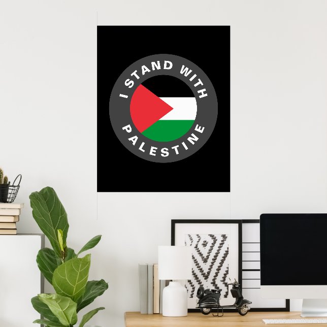 I Stand with Palestine custom text and flag black Poster (Home Office)