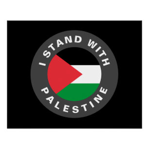 I Stand with Palestine custom text and flag black Poster